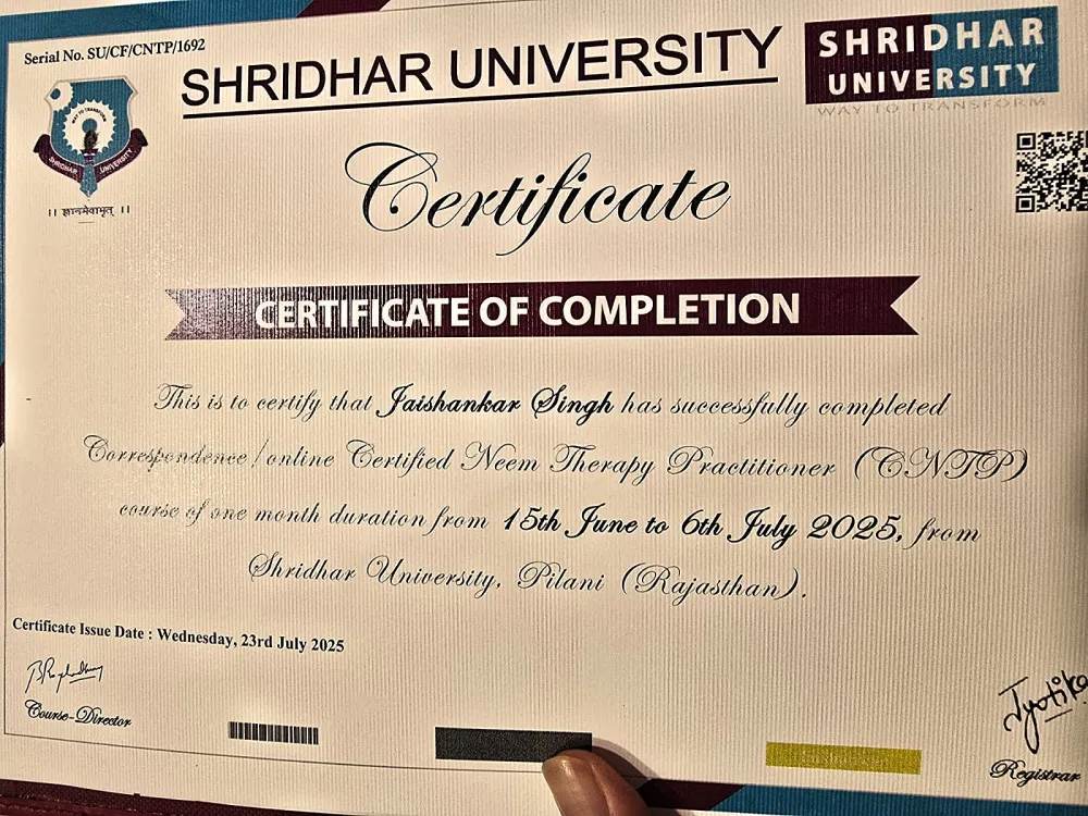 NEEM THERAPIST CERTIFICATE